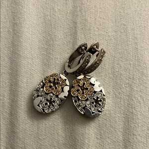 14k diamond white and yellow gold earrings